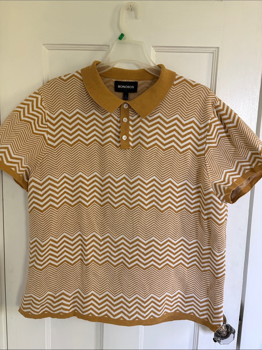Bonobos Men's Mustard and White Chevron Knit Polo